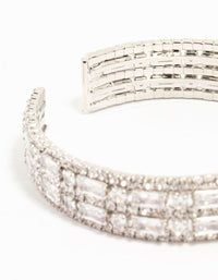 Silver Cubic Zirconia Layered Wrist Cuff - link has visual effect only