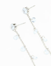 Blue Cubic Zirconia Droplet Drop Rhodium Earrings - link has visual effect only