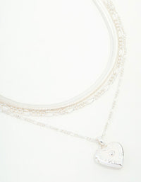 Silver Chain & Figaro Heart Locket Layered Necklace - link has visual effect only