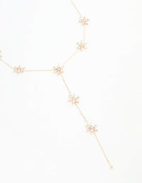 Rose Gold Diamante Flower Trail Y-Necklace - link has visual effect only