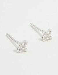 Mini Sterling Silver Cubic Zirconia Clover Stud Earrings - link has visual effect only