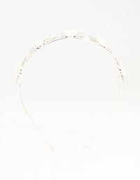 Silver Mini Crystal Flower Double Headband - link has visual effect only