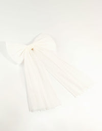 White Tulle Fabric Bow Clip - link has visual effect only