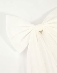 White Tulle Fabric Bow Clip - link has visual effect only