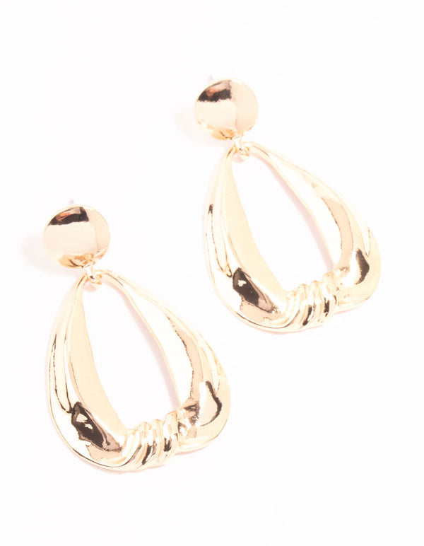 Gold Wrapped Loop Drop Earrings