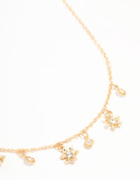 Gold Flower Diamante Droplet Necklace - link has visual effect only