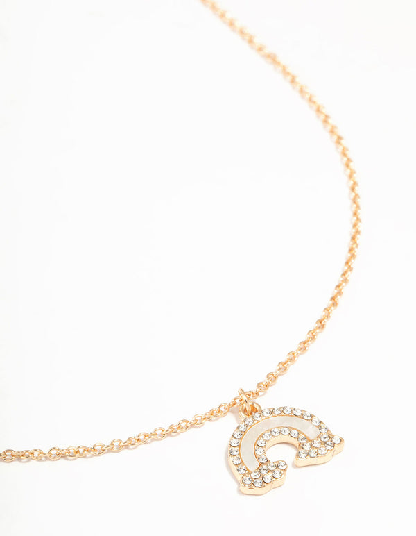 Gold Diamante Rainbow Necklace