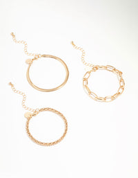 Gold Mixed Chain Bracelets 3-Pack - link has visual effect only