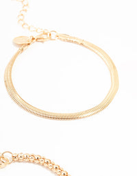 Gold Mixed Chain Bracelets 3-Pack - link has visual effect only