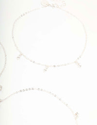 Silver Diamante Droplet Choker Necklaces 3-Pack - link has visual effect only