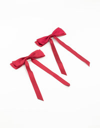 Red Satin Fabric Scalloped Bows 2-Pack - link has visual effect only