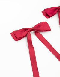 Red Satin Fabric Scalloped Bows 2-Pack - link has visual effect only