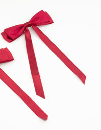 Red Satin Fabric Scalloped Bows 2-Pack - link has visual effect only