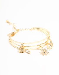 Gold Floral Charm Wrist Cuff - link has visual effect only