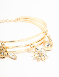 Gold Floral Charm Wrist Cuff - link has visual effect only