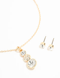 Gold Diamante Drop Necklace & Stud Earrings Set - link has visual effect only