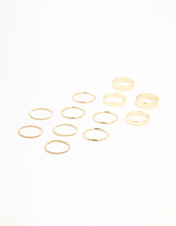 Gold Thick & Simple Rings 12-Pack