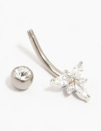 Silver Plated Titanium Cubic Zirconia Belly Bar - link has visual effect only