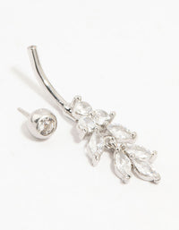 Titanium Baguette Cut Marquise Diamante Drop Bellybar - link has visual effect only