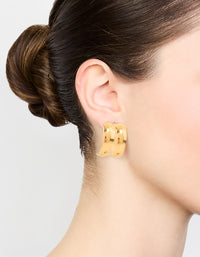 Waterproof Gold Plated Stainless Steel Double Chubby Hoop Earrings - link has visual effect only