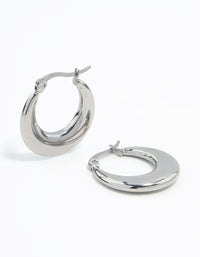 Waterproof Stainless Steel Flat Crescent Hoop Earrings - link has visual effect only