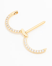 Gold Plated Surgical Steel Pave Cubic Zirconia  Hoop Nipple Ring - link has visual effect only