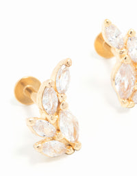 Gold Plated Surgical Steel Marquise Cubic Zirconia Crawler Flat Backs - link has visual effect only