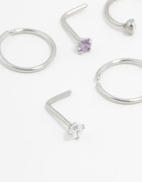 Surgical Steel Pastel Cubic Zirconia Nose Stud & Ring 6-Pack - link has visual effect only