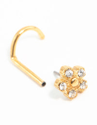 Gold Plated Surgical Steel Cubic Zirconia Flower Threadless Nose Stud - link has visual effect only