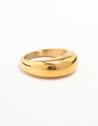 Waterproof Gold Plated Stainless Steel Rounded Band Ring - link has visual effect only