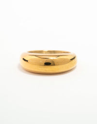 Waterproof Gold Plated Stainless Steel Rounded Band Ring - link has visual effect only