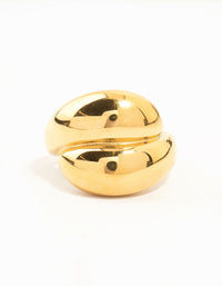 Waterproof Gold Plated Stainless Steel Puffy Stacked Ring - link has visual effect only