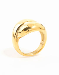 Waterproof Gold Plated Stainless Steel Puffy Stacked Ring - link has visual effect only