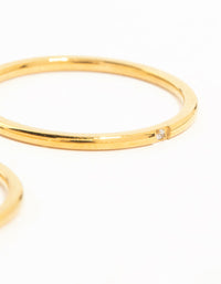 Waterproof Gold Plated Stainless Steel Fine Band Rings 2-Pack - link has visual effect only