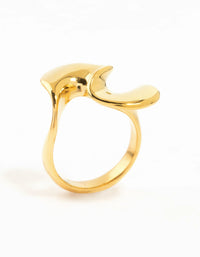 Waterproof Gold Plated Stainless Steel Elongated Ribbon Ring - link has visual effect only