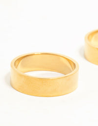 Waterproof Gold Plated Stainless Steel Double Cigar Band Rings 2-Pack - link has visual effect only