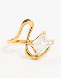 Waterproof Gold Plated Stainless Steel Wavy Statement Ring - link has visual effect only