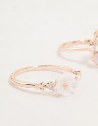 Rose Gold Flower & Circle Cubic Zirconia Rings 2-Pack - link has visual effect only