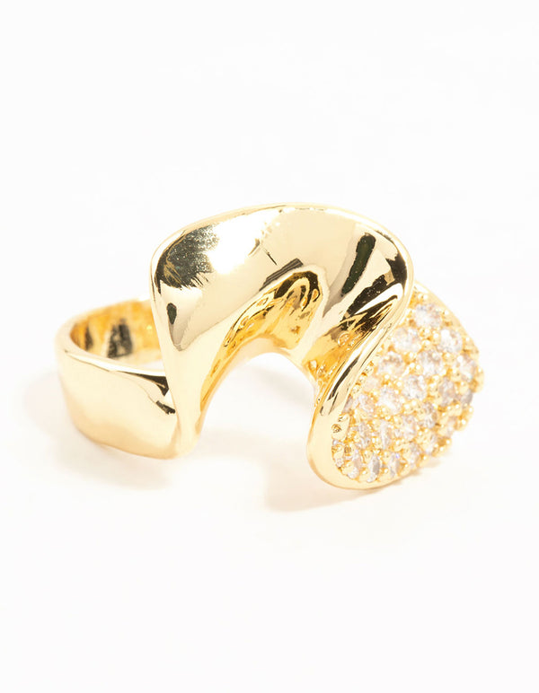 Gold Plated Cubic Zirconia Twisted Ring