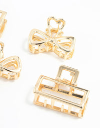 Gold Open Rectangle & Bow Claw Clips 6-Pack - link has visual effect only