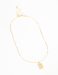 Gold Plated Cubic Zirconia Rectangle Mary Necklace - link has visual effect only