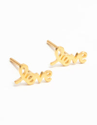 Gold Plated Sterling Silver Love Stud Earrings - link has visual effect only