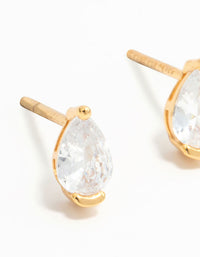 Gold Plated Sterling Silver Pear Shaped Diamante Stud Earrings - link has visual effect only