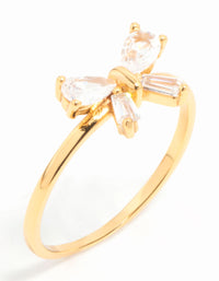 Gold Plated Sterling Silver Cubic Zirconia Bow Ring - link has visual effect only