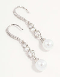 Silver Pearl & Cubic Zirconia Drop Hook Earrings - link has visual effect only