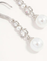 Silver Pearl & Cubic Zirconia Drop Hook Earrings - link has visual effect only