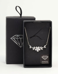 Rhodium Cubic Zirconia Flower & Vine Necklace - link has visual effect only