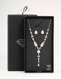 Silver Cubic Zirconia Vine Necklace & Earrings Set - link has visual effect only