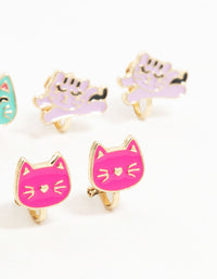 Kids Gold Cat Clip On Earrings 5-Pack - link has visual effect only