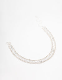 Silver Plated Cubic Zirconia Cupchain T & O Choker Necklace - link has visual effect only